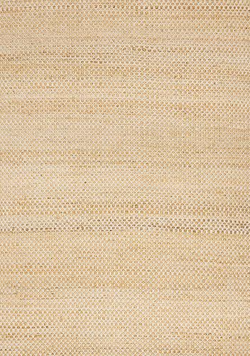 Naturals Light Oak Intricate Cream Weave Jute Rug by Kalora