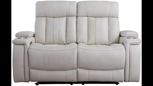 Royce - Fantom Ivory Leather Power Loveseat by Parker House Furniture