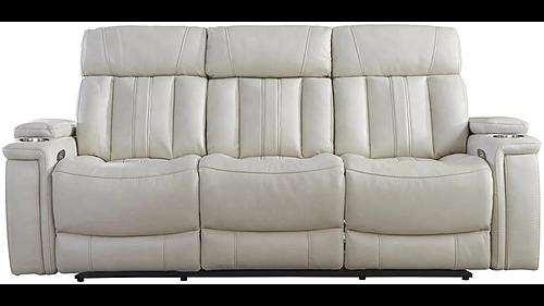 Royce - Fantom Ivory Leather Power Drop Down Console Sofa by Parker House Furniture