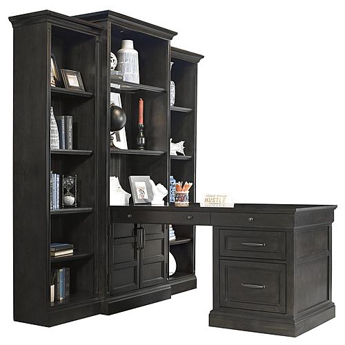Shoreham - Medium Roast Peninsula Desk (SHO#480 top & SHO#482 lg ped) by Parker House Furniture