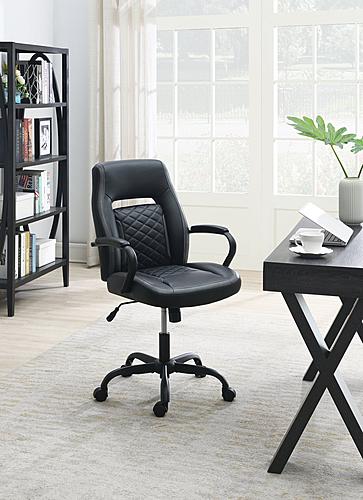 F1696 Black / Gray Leather Office Chair by Poundex