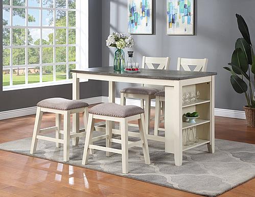 F1902 Cream Counter High Stool (Set of 6) for 2595 Table by Poundex