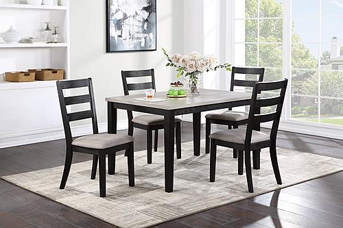 F2603 5 Pcs Black Two Tone Dining Table Set by Poundex