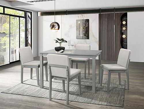 F2612 5 Pcs Gray Table + 4 Chairs Dining Set by Poundex
