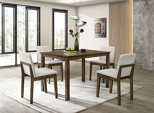 F2613 5 Pcs Walnut Table + 4 Chairs Dining Set by Poundex