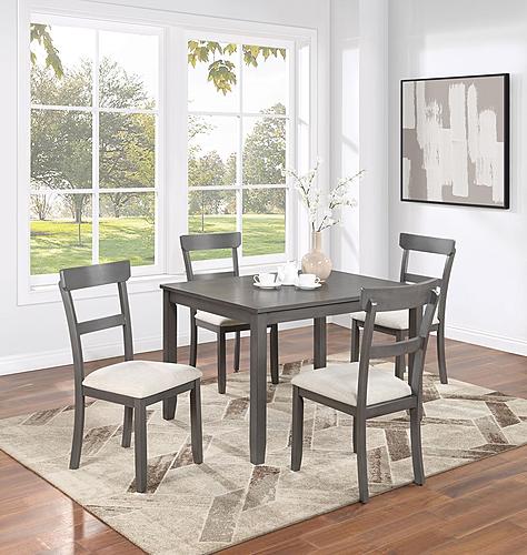 F2621 5 Pcs Gray Dining Set - 1 Table + 4 Chairs by Poundex