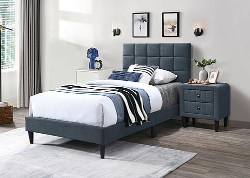 F5546 Charcoal Brushed Linen Fabric Nightstand w/2 Drawer by Poundex