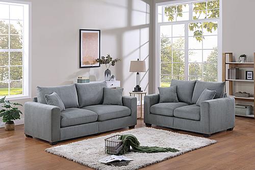 F8427 2-Piece Fog Corduroy Sofa & Loveseat by Poundex