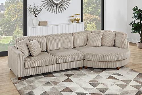 F8458 2-Piece Camel Sectional Set XL w/4 Accent Pillows by Poundex