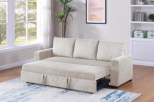 F8526 Ivory Corduroy Adjustable Sofa by Poundex
