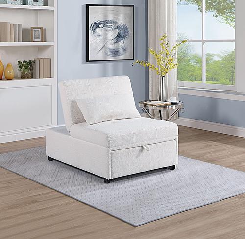 F8531 White Sherpa Fabric Adjustable Sofa by Poundex