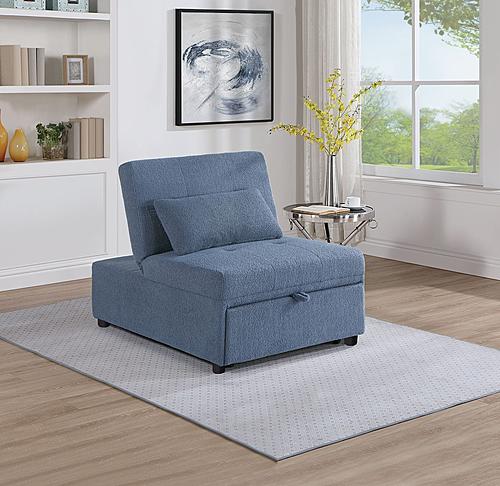F8532 Blue Gray Sherpa Fabric Adjustable Sofa by Poundex