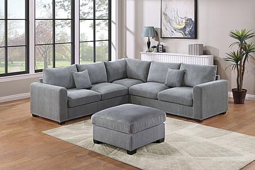 F8890 4 Pcs Corduroy Fog Sectional Sofa by Poundex