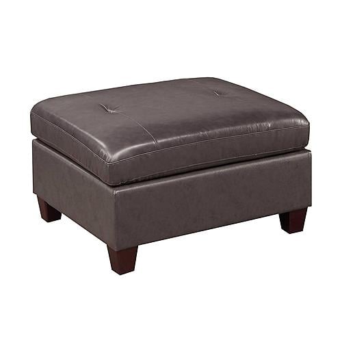 F8913 Top Grain Leather Modular Dark Coffee Ottoman by Poundex