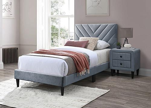 F9631F Gray Velvet Full Bed by Poundex
