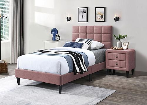 F9636F Pink Brushed Linen Full Bed by Poundex