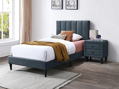 F9637T Charcoal Twin Fabric Platform Bed by Poundex