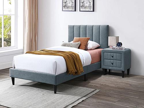 F9638T Gray Brushed Linen Twin Bed by Poundex