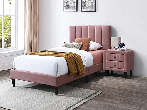 F9639F Pink Brushed Linen Full Bed by Poundex