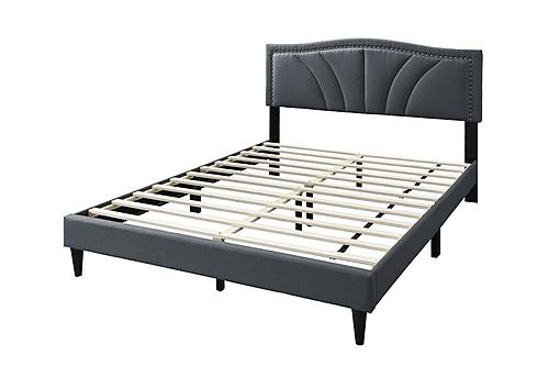 F9654Q Queen Bed - Charcoal Burlap by Poundex