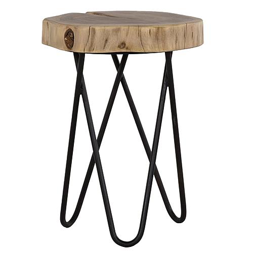 Colton 12 in. RoundWood and Metal End Table by Primo