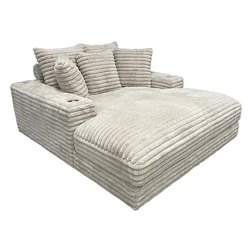 Cocoon Taupe Oversized Cuddler Chaise with Cupholder and USBs by Primo