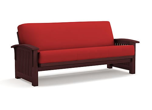 Futon Set - Full Size - Kingston Rosewood Frame, Mattress w/Removable Solid Cover