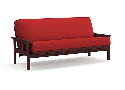 Premium Futon Set - Full Size - Monterey Rosewood Frame, Mattress w/Removable Suede Cover