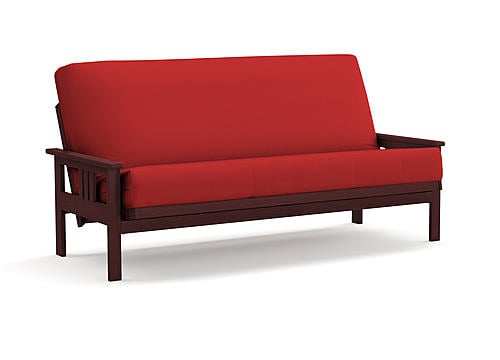 Futon Set - Queen Size - Monterey Rosewood Frame, Mattress w/Removable Solid Cover