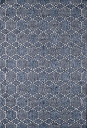 Provo Blue Geo Area Rug by KAS Rugs