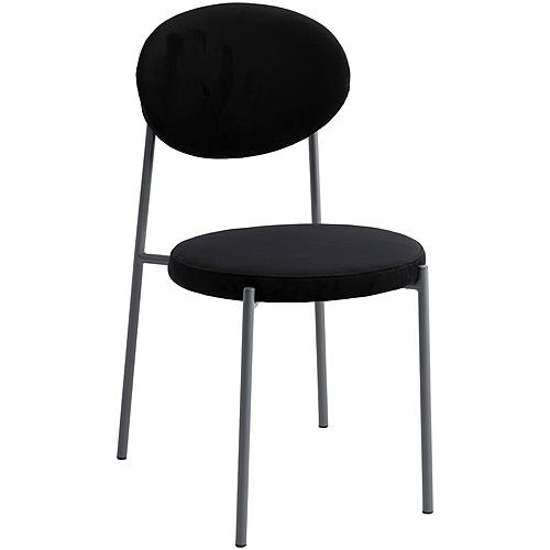 Euston Modern Velvet Dining Chair with Grey Steel Frame, Black by LeisureMod