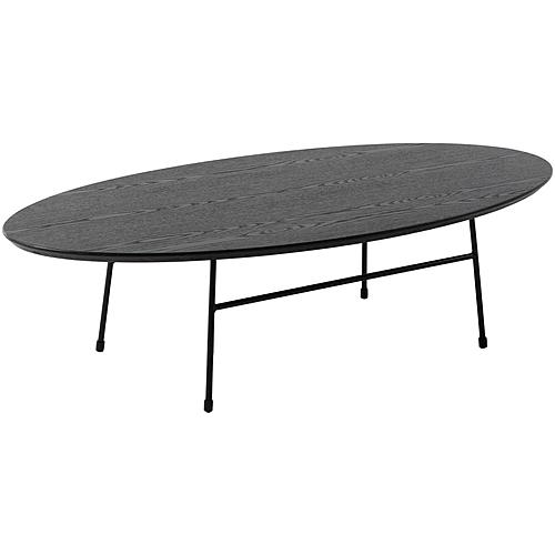 Rossmore Oval Coffee Table Black Powder Coated Steel Frame, Black by LeisureMod