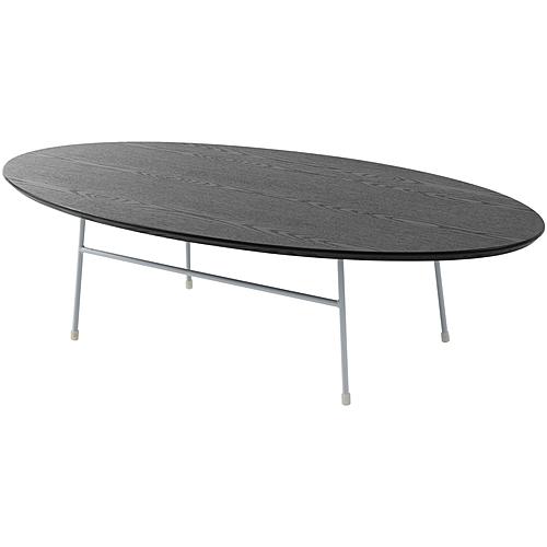 Rossmore Oval Coffee Table White Powder Coated Steel Frame, Black by LeisureMod