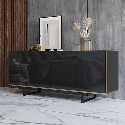 Gloss 9 TV Stand Black by Skyler Designs