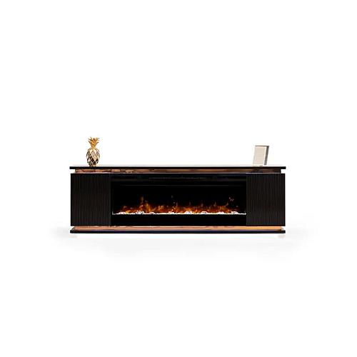 Lianna Fireplace TV Console w/Logs Insert - Black by Smart Furniture