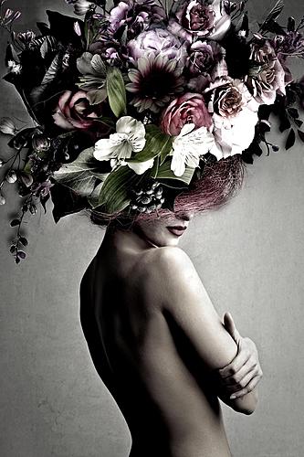 SF1212B Temp Glass w/Foil - Floral Lady Side (40x60) by Classy Art