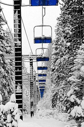 SF1221B Temp Glass w/Foil - Ski Lift (60x40) by Classy Art