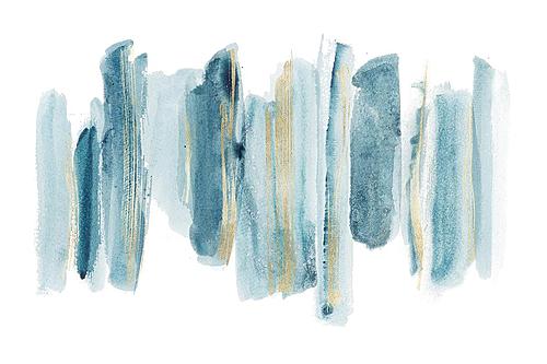 SF1385 Temp Glass w/Foil - Abstract Blue/White/Gold 2 (40x60) by Classy Art