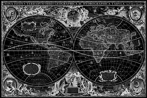 SF1421 Temp Glass w/Foil - World Map (60x40) by Classy Art