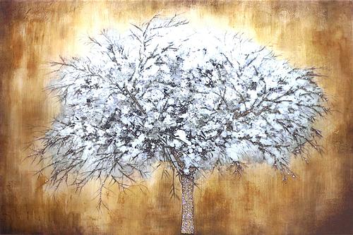 SF1428R Temp Glass w/Foil & Rhinestones - Abstract Tree (60x40) by Classy Art