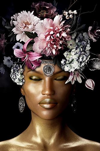 SF1532 Tempered Glass w/Foil - Floral Lady (40x60) by Classy Art