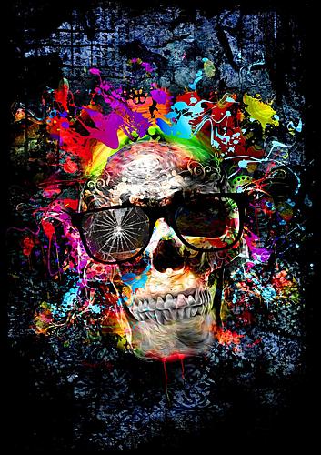 SF1608 Temp Glass w/Foil - Color me Skull (40x60) by Classy Art