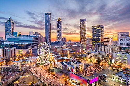 SF1716 Temp Glass w/Foil - Atlanta Skyline (60x40) by Classy Art