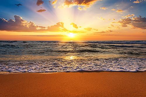 SF1732 Temp Glass w/Foil - Sunset Beach (60x40) by Classy Art