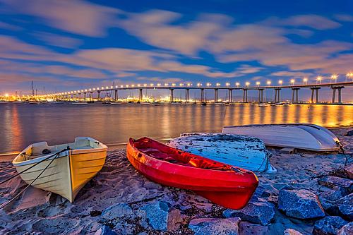 SF2178 Temp Glass w/Foil - San Diego Coronado Bridge (60x40) by Classy Art