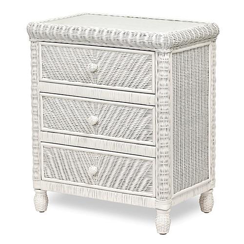 Santa Cruz 3 Drawer Chest w/Glass Top - White by Sea Winds