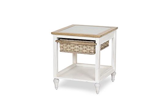 Island Breeze 1-Basket End Table - Weathered Wood/White by Lineage Collections