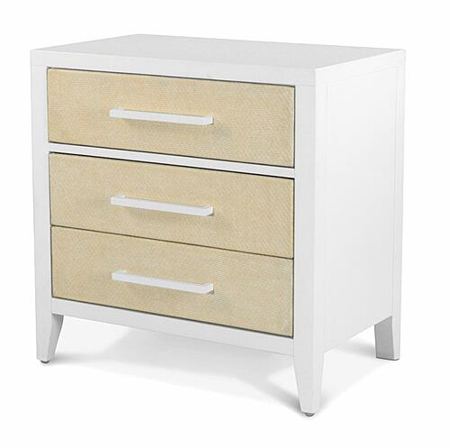 Miramar 3 Drawer Woven Nightstand w/Power and USB A + C - Sand and Stark White by Lineage Collections