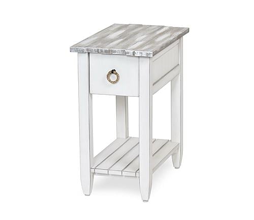 Picket Fence Chairside Table - Distressed Grey by Lineage Collections