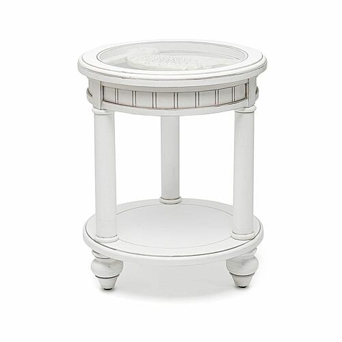Monaco Round End Table w/Pelican Insert - White by Lineage Collections